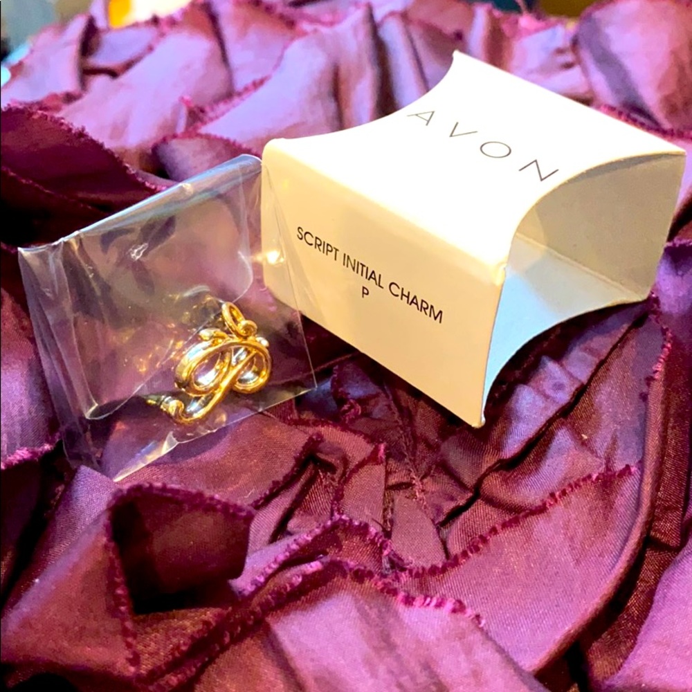 Avon Gold Script Initial Necklace Charm “P” letter